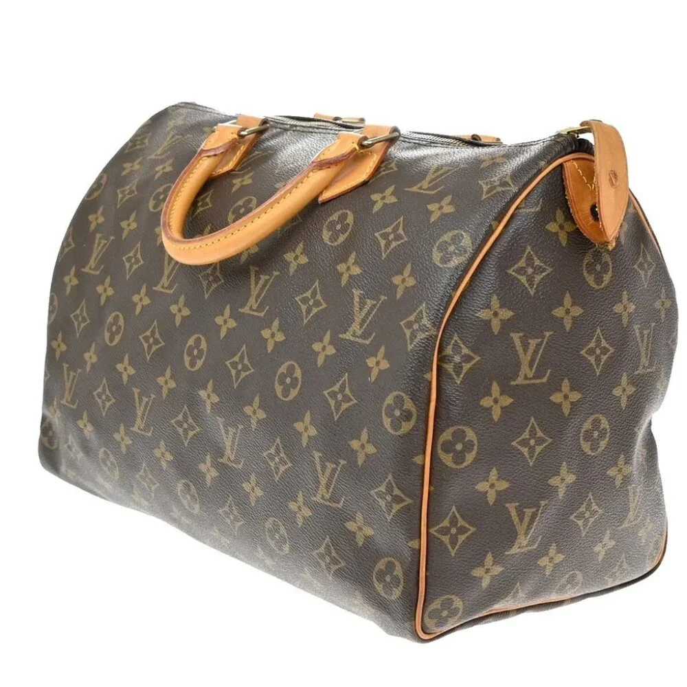 LOUIS VUITTON Speedy 35 Travel Hand Bag Monogram Leather Brown